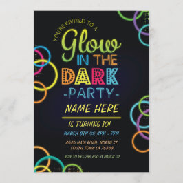 グローインザダーク誕生日招待状ネオンキッズパーティー 招待状