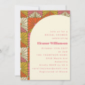 グローウィー70年代レトロオレンジ植物学的な花のブライズシャワー 招待状 (正面)