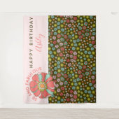 グローウィー ピンク フローラル バースデー フォト 背景 タペストリー (正面)