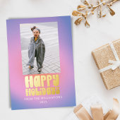 グローウィー レトロ ピンク ラベンダー パステル カワイイ 2 枚の写真 ゴールド 箔シーズンカード