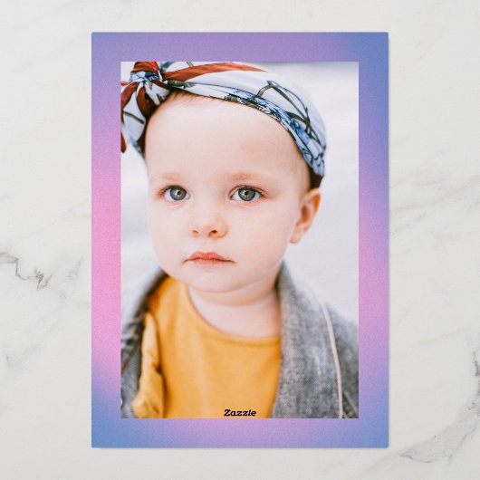 グローウィー レトロ ピンク ラベンダー パステル カワイイ 2 枚の写真 ゴールド 箔シーズンカード (裏面)