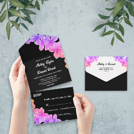 グローエレガントネオンライトバラボホフローラ結婚ズ オールインワン招待状