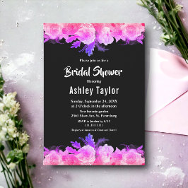 グローエレガントバラネオンフローラブライダルシャワー 招待状