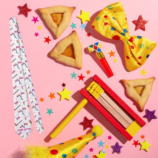 グローガーカラフルヘブライ語ハッピープリムタイ ネクタイ