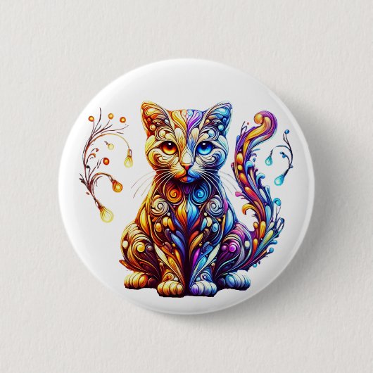 グローキャッ鮮やかト 缶バッジ (正面)