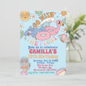 グローキー70年代プールパーティーバースデー招待状 招待状 (スタンド正面)