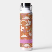 グローキー70年代レトロヒッピーピースオレンジ ボヘミアンファッション ウォーターボトル (正面)