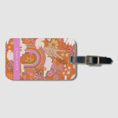 グローキー70年代レトロヒッピーピースオレンジ ボヘミア ラゲッジタグ (正面横)