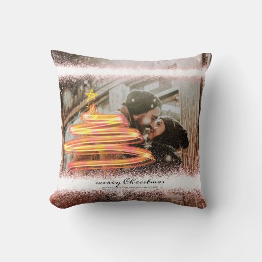 グロークリスマスツリースターフォトグリッター クッション (正面)