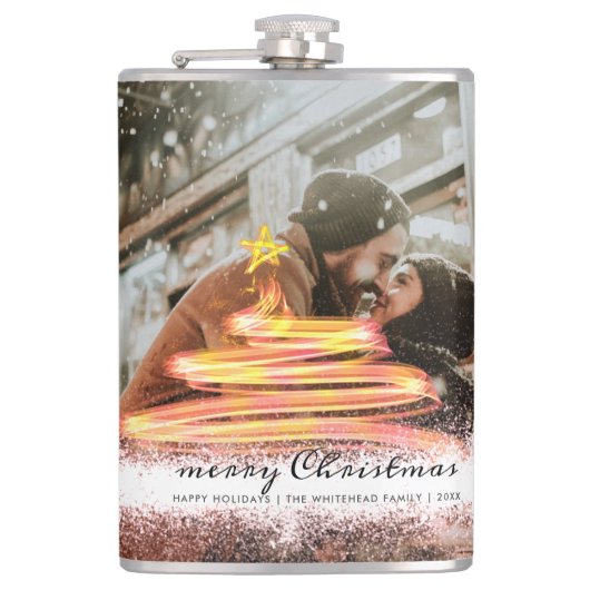 グロークリスマスツリースターフォトグリッター フラスク (正面)