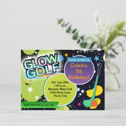グローゴルフモンスターミニゴルフパーティの招待状 招待状 (スタンド正面)