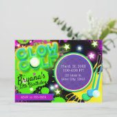 グローゴルフ バースデーパーティー グロウイングスターズ パープル 招待状 (スタンド正面)