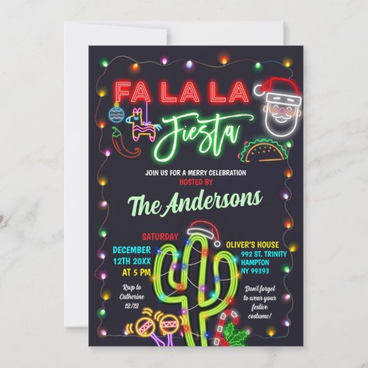 グローサクタスメキシカンフィエスタホリデーパーティー 招待状 (正面)