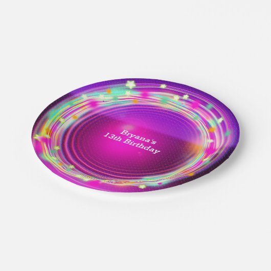 グローサークル&スターズバースデーパーティープレート ペーパープレート (アングル)