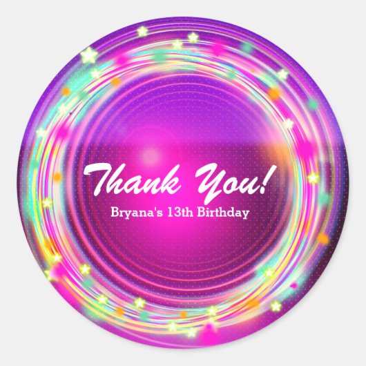 グローサークル&スターバースデーパーティーの好意ステッカー ラウンドシール (正面)