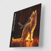 グロータビーモダンビー猫ブルーアイズファンタジー スクエア壁時計 (傾斜)