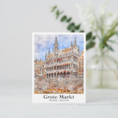グロートマークトブルッセルベルギートラベルウォーター色 ポストカード (スタンド正面)