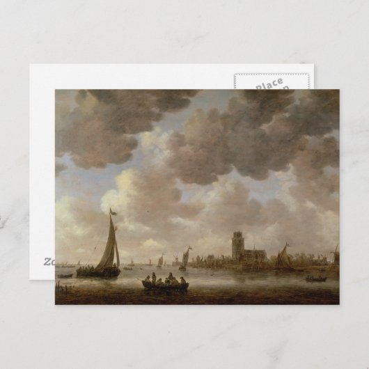 グロート・ケルクの下流にあるドルドレヒトの見解 ポストカード (正面/裏面)