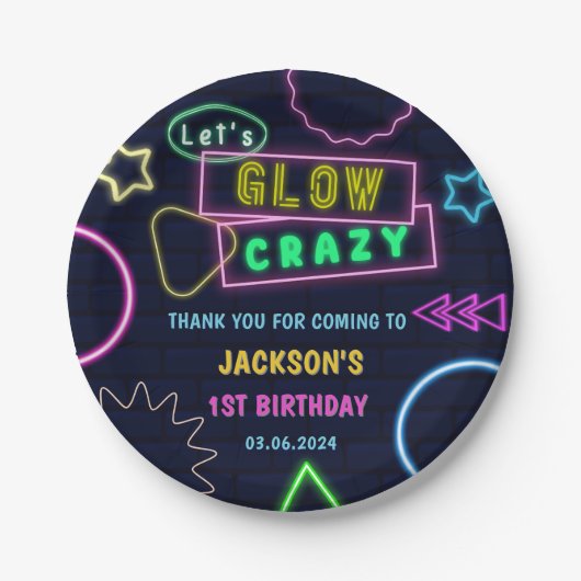 グローネオンライツサンキューバースデーパーティー ペーパープレート (正面)