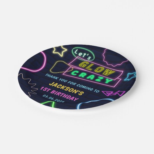 グローネオンライツサンキューバースデーパーティー ペーパープレート (アングル)