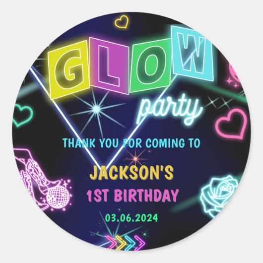 グローネオンライツサンキューバースデーパーティー ラウンドシール (正面)