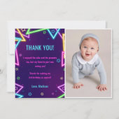 グローネオンライツバースデーパーティーサンキューカード 招待状 (正面)