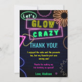 グローネオンライツバースデーパーティーサンキューカード 招待状 (正面)