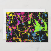 グローネオン絵を描(ばちゃばちゃ)跳ねる誕生日パーティーへの招待 招待状 (裏面)