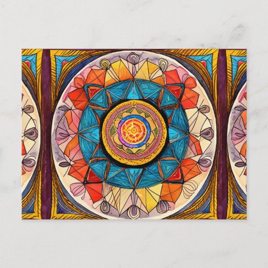 グローバルコミュニティ部族の根の神聖な幾何学の上師 ポストカード (正面)