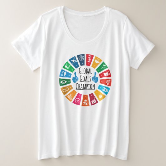 グローバルゴール統一されたチャンピオンネーションズSDGs 2030 プラスサイズTシャツ (デザイン正面)