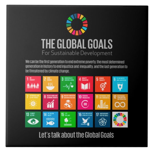 グローバルゴールUN SDG 2030セラミックタイル タイル (正面)
