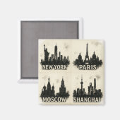 グローバルスカイラインインクの象徴的なモノクロシティ マグネット (正面/裏面)