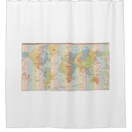 グローバルタイムゾーンマップ シャワーカーテン