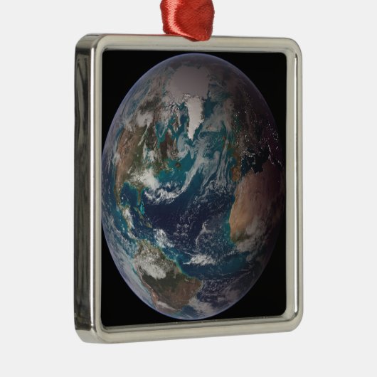 グローバルデータを示す地球の全体像2 メタルオーナメント (右)