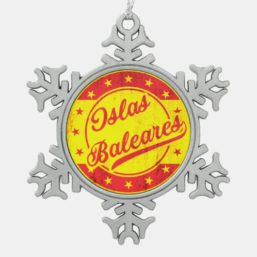 グローバルトラベラー – スペイン – Islas Baleares スノーフレークピューターオーナメント (正面)