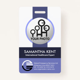 グローバルブルーシェーズストライプ写真テンプレートスタッフID バッジ