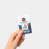 グローバルブルー曲率波プレス写真テンプレート バッジ (手持ち)