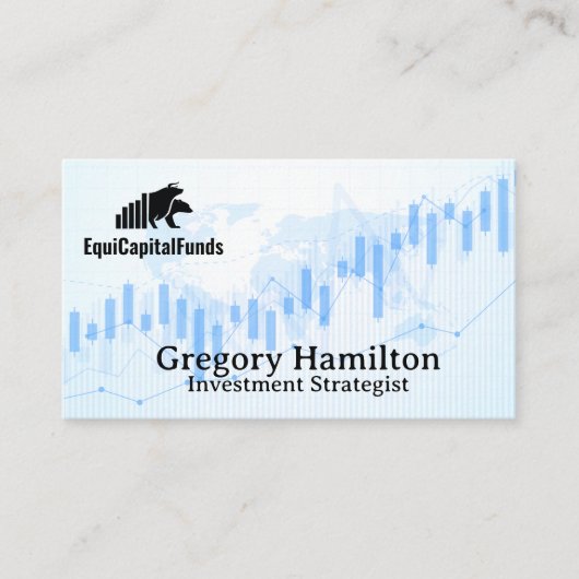 グローバルマップ | キャンドルスティックストックグラフ 名刺 (正面)