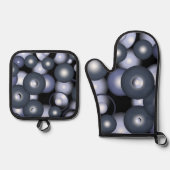 グローバル同心円軌道抽象芸術アート 鍋つかみ&鍋敷きセット (正面)