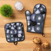 グローバル同心円軌道抽象芸術アート 鍋つかみ&鍋敷きセット (トップダウン)