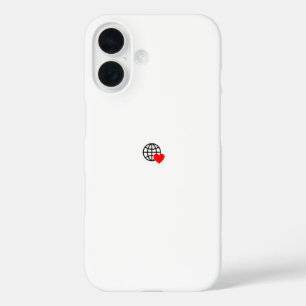 グローバル同情心 – ハートと世界ミニマリスト電話 iPhone 16ケース