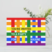 グローバル平和ハグ アブストラクト カラフル ストライプ パーティー 招待状 (スタンド正面)