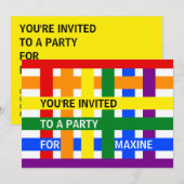 グローバル平和ハグ アブストラクト カラフル ストライプ パーティー 招待状 (正面/裏面)