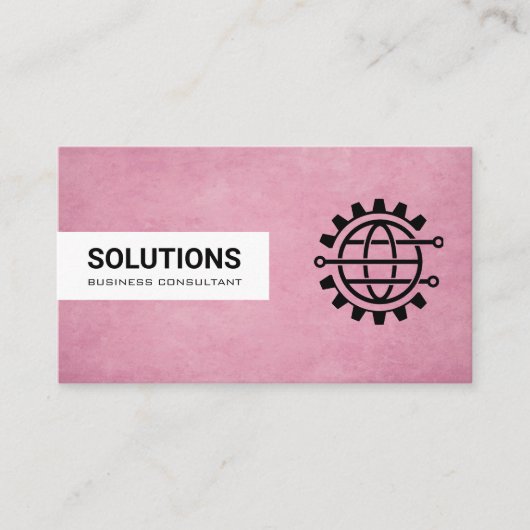 グローバル技術ロゴ |ピンクのテクスチャの背景 名刺 (正面)