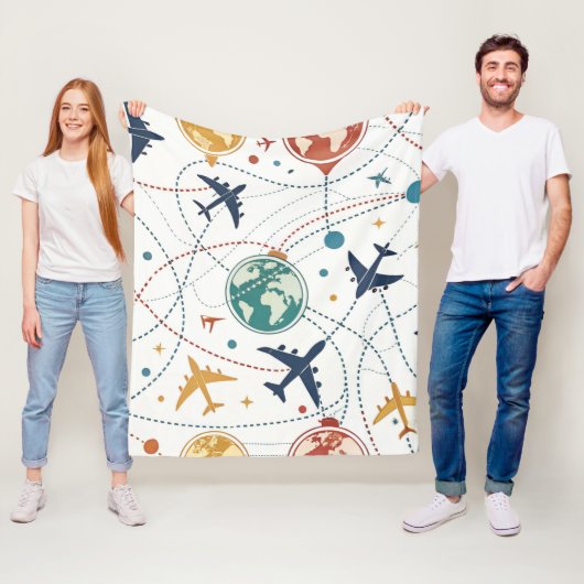 グローバル旅行航空パターン (2) フリースブランケット (インサイチュ)