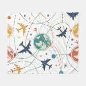 グローバル旅行航空パターン (2) フリースブランケット (正面(横))