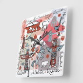 グローバル旅行 – カナダ スクエア壁時計 (傾斜)