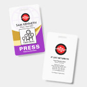 グローバル曲率波押下写真テンプレートID バッジ (正面＆裏面)