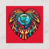 グローバル連帯エンブレムユニティハートグローブデザイン スクエア名刺 (正面)