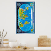 「グローバル:物理的/政治的世界の地図… ポスター (キッチン)